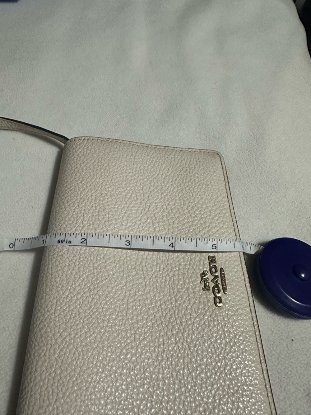 Coach Chalk Pebbled Leather Crossbody with Gold Logo - Picture 8 of 9
